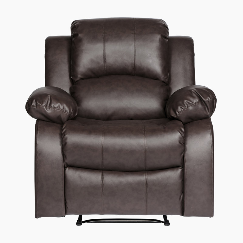 Suisun 38" Traditional Faux Leather Reclining Chair with Tab Pull Reclining Motion, Solid Wood & Plywood Frame
