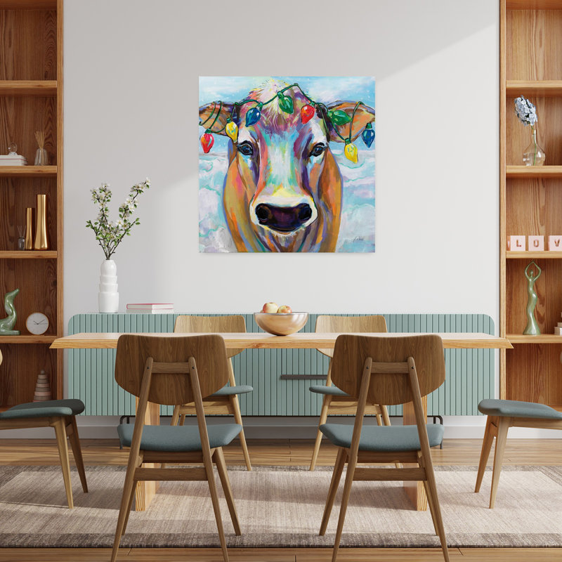 Art contemporain avec des animaux de grange, H 36 po x l 36 po