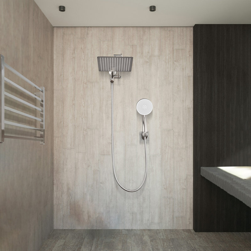 Tête de douche réglable haute pression double 8 po avec douche à main à 5 jets, Nickel brossé
