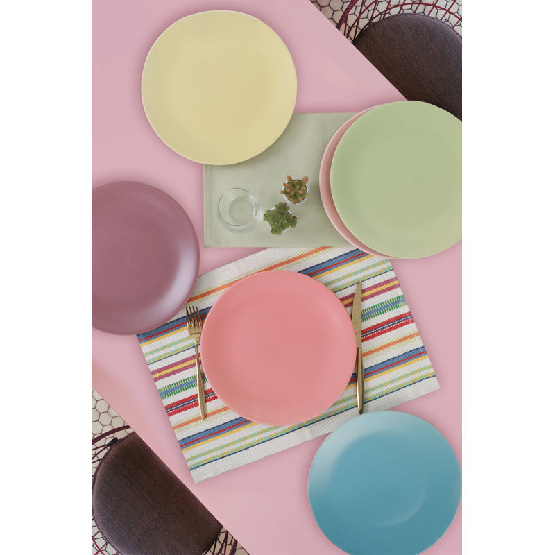 Ensemble d'assiettes de service de qualité supérieure (6 pièces), 100% céramique, 9,8 x 9,8 x 1,5 pouces | Antibactérien, résistant aux chocs thermiques, facile à nettoyer, va au lave-vaisselle et au micro-ondes | Parfait pour les repas et les réceptions élégants