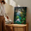 Reproduction d'art sur toile, "A Lush Dense Scene At Dawn" with a Winding Wall Art River-2019498859