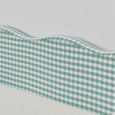 Twin‑Size Daybed, Gingham Upholstered 3‑in‑1 Versatile Convertible Sofa Bed with Pull‑Out Trundle & Side Storage Pockets, Ideal for Multiple Room Layouts and Small‑Space Living-CYAN