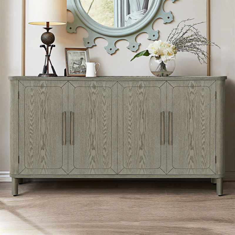 60'' Rounded Design Elements Throughout The Sideboard Including Tabletop