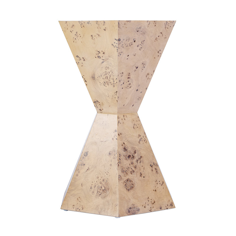 Billie Hexagonal Burl Side Table, Beige