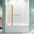 43 In. W * 58 In. H Frameless Folding Shower Doors For Bathtub, 1/4" (6Mm) Thick SGCC Tempered Glass Door, Bathroom Pivot Tub Glass Door-111950586