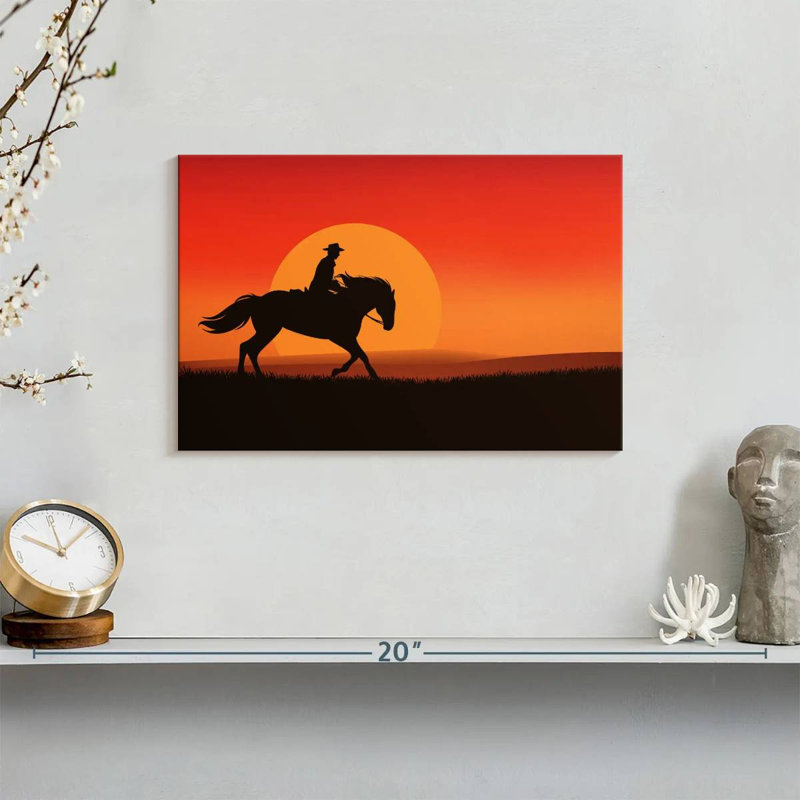 Silhouette de cowboy Lelar Sunset, H 8 po x l 12 po