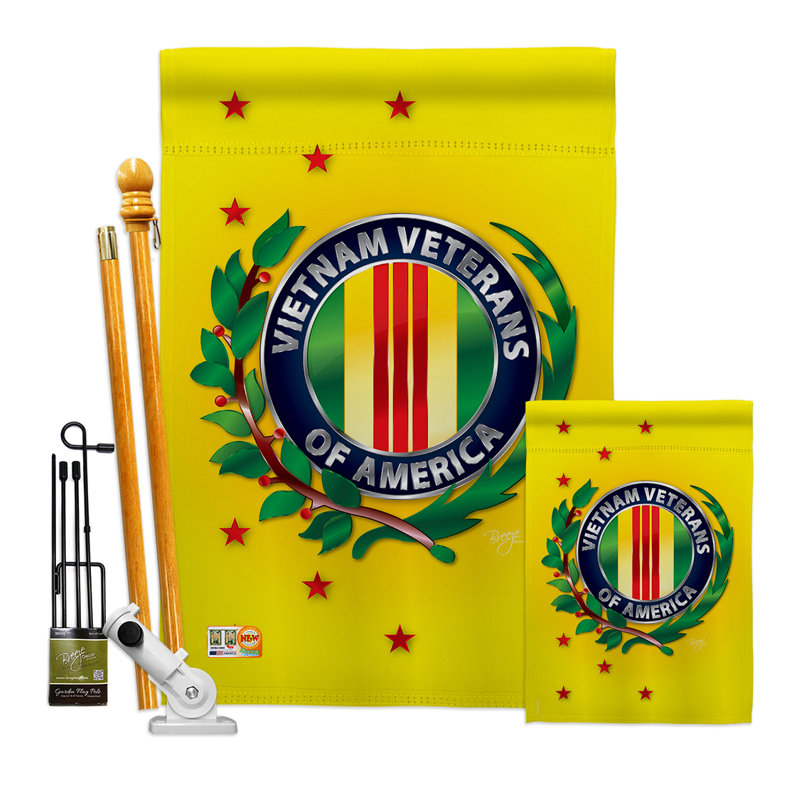 Polyester à 2 côtés 40 x 28 po de vétéran vietnam ensemble de drapeau