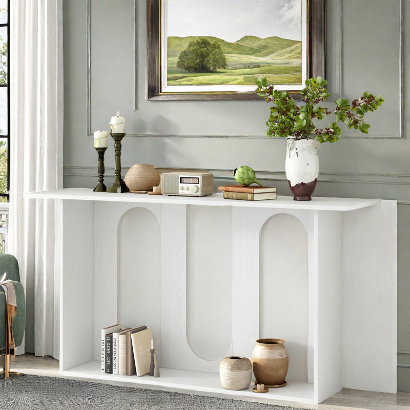 Console moderne avec placage en frêne, White