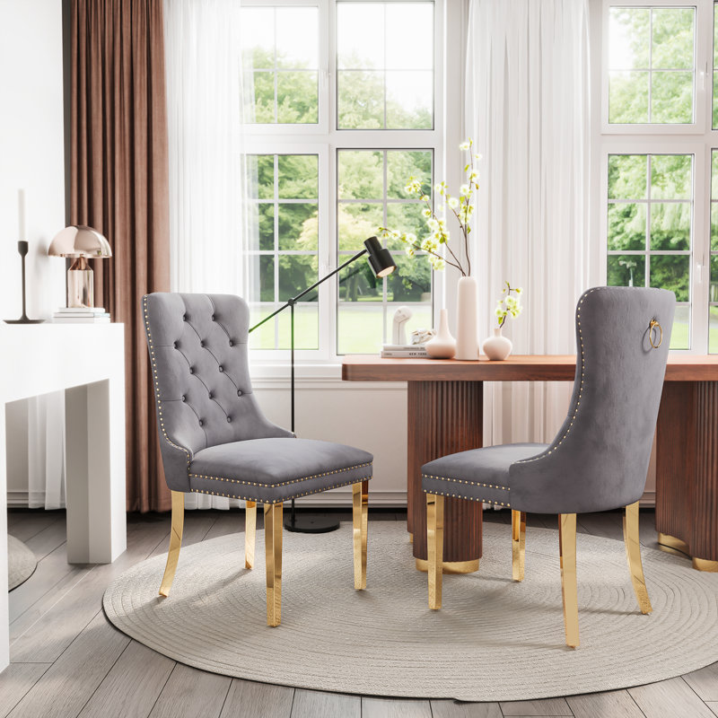Chaise Parsons, Gris, Doré