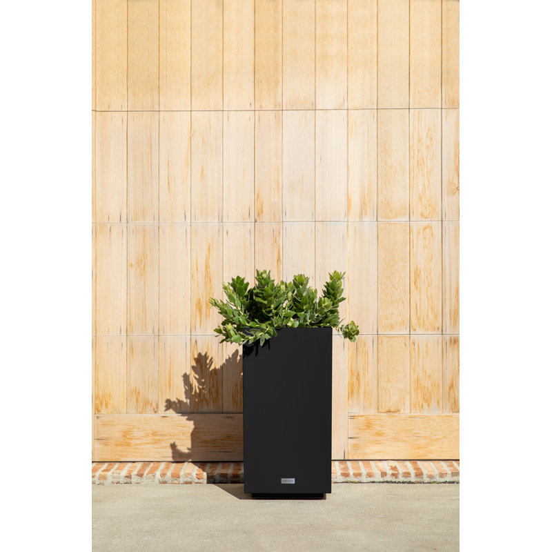 Black Recycled Plastic 26" Outdoor Pedestal Planter