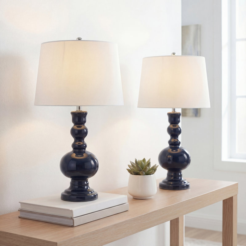 Keesler Glass Table Lamp, Navy