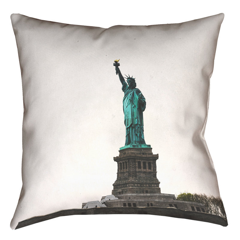 Housse de coussin d’impression double face statue of liberty, 14 po x 14 po