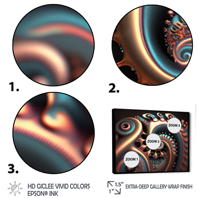«Glynis Pastel Fractal Spiral Universe IV», reproduction sur toile, H 34 po x l 44 po x P 1,5 po, Cadre flottant noir