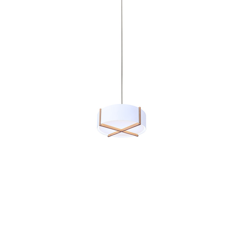 Plura 2 - Light Chandelier, Matte Black/White Interior, 6.37" H x 18" W x 18" D, White Washed Oak