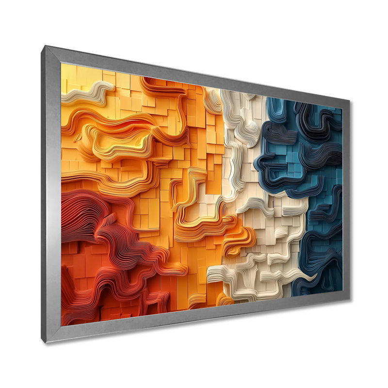 Biomorphism Fragments Forms III - Cubism, reproduction d'art sur toile, H 34 po x l 44 po, Cadre photo argenté