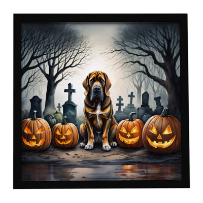 «Bloodhound Spooky Halloween», reproduction d'art encadrée