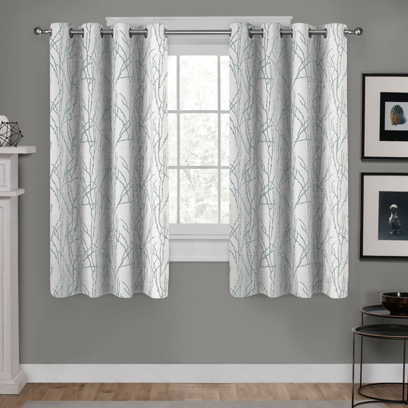 Paire de rideaux semi-transparents avec œillets Bellicent, Écume de mer, écume de mer, L 54 po x L 63 po