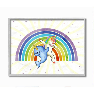 «Unicorn and Narwhal Dab Dance Rainbow» par Ziwei Li - impression d'art graphique