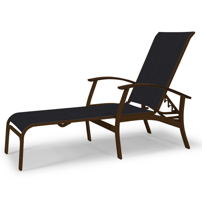 Askar Outdoor Rust-Resistant Metal Chaise Lounge, Black 5D Sunbrella®, Kona P10, Textured Kona