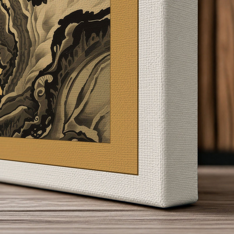 Blossoms in Flight Japandi - Wrapped Canvas, 18x12 - 45.7 x 30.5 cm, Cream Border