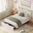 Queen Size Teddy Boucle Upholstered Platform Bed with 2 Drawers, Tufted Wingback Headboard & LED Lighting-587147598