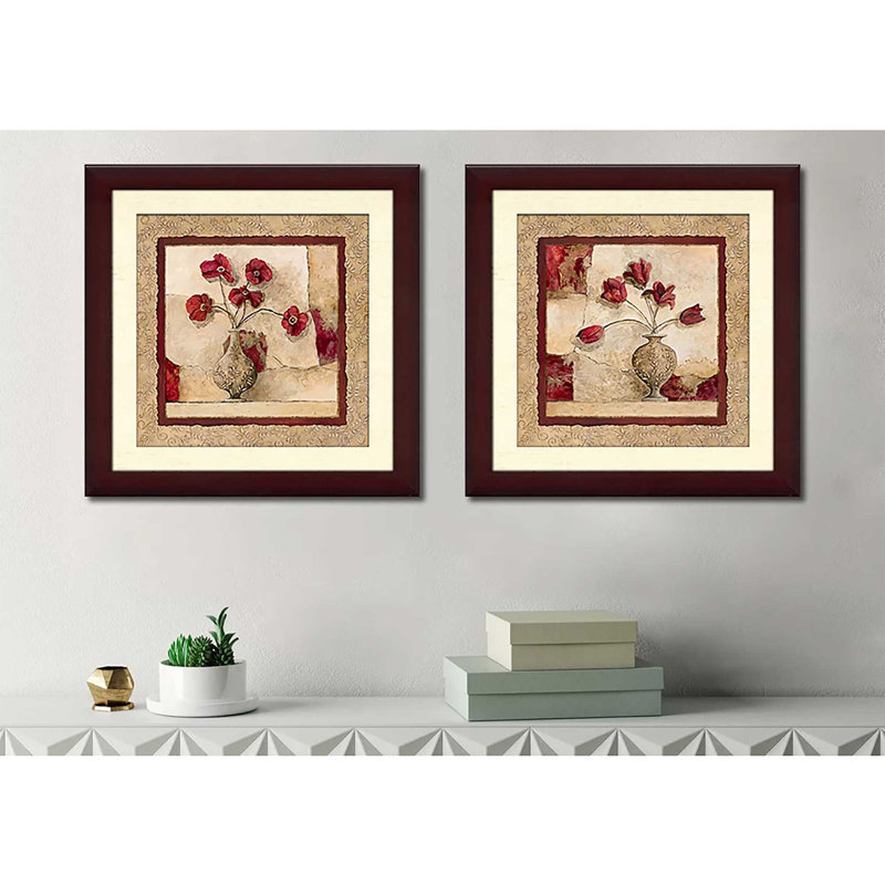 «Cinq Tulipes», ensemble de 2 reproductions encadrées, H 18 po x l 36 po x p 0,75 po, Beige
