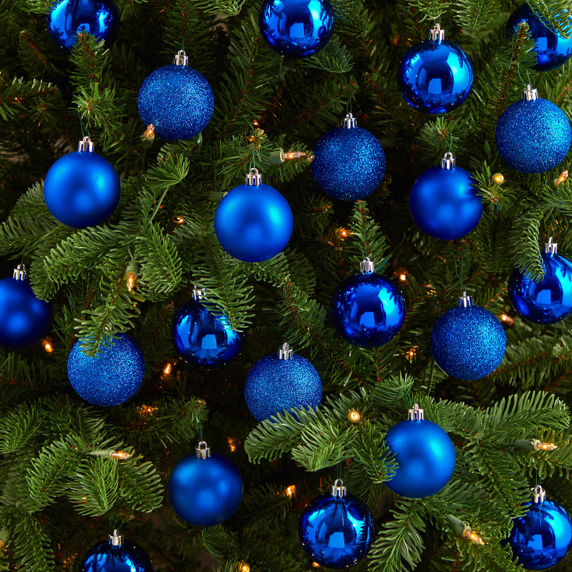 Holiday Christmas 30 Count 2.5in. Shatterproof Ornament Set, Blue