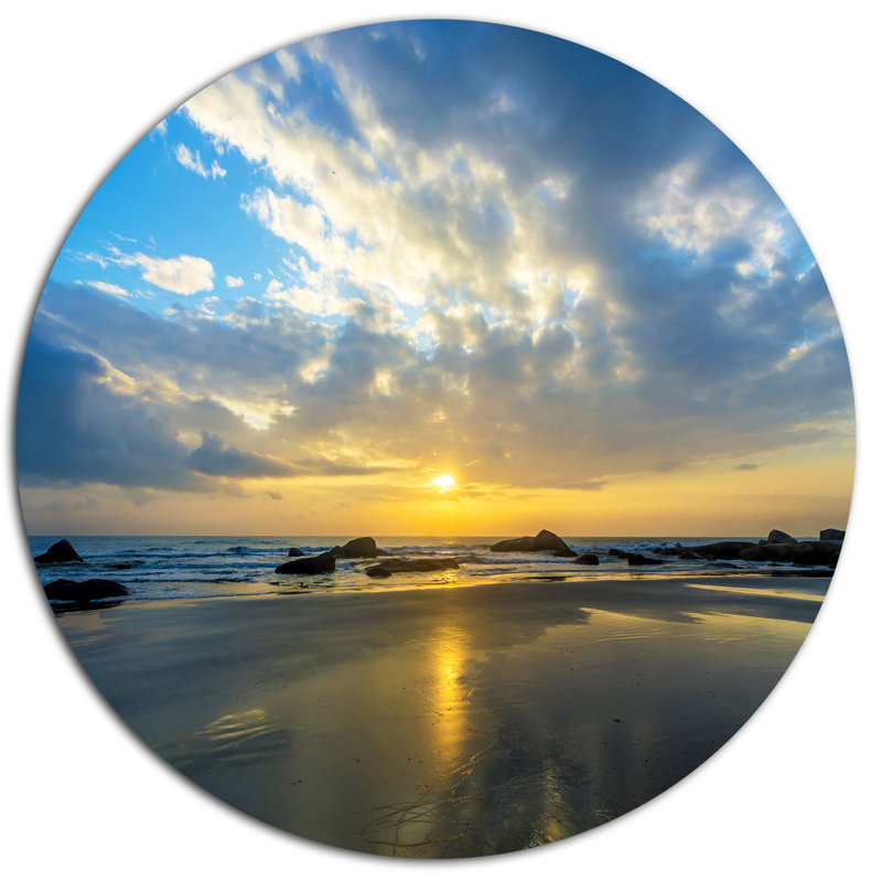 «Beautiful Sunrise and Seashore», reproduction de photo sur métal, H 23 po x l 23 po