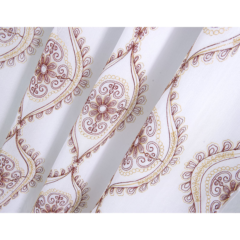 Mehtab Embroidered Traditional Window Curtain Panel, Burgundy