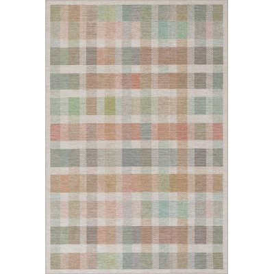 Chanan Farmhouse Plaid Machine Washable Rug