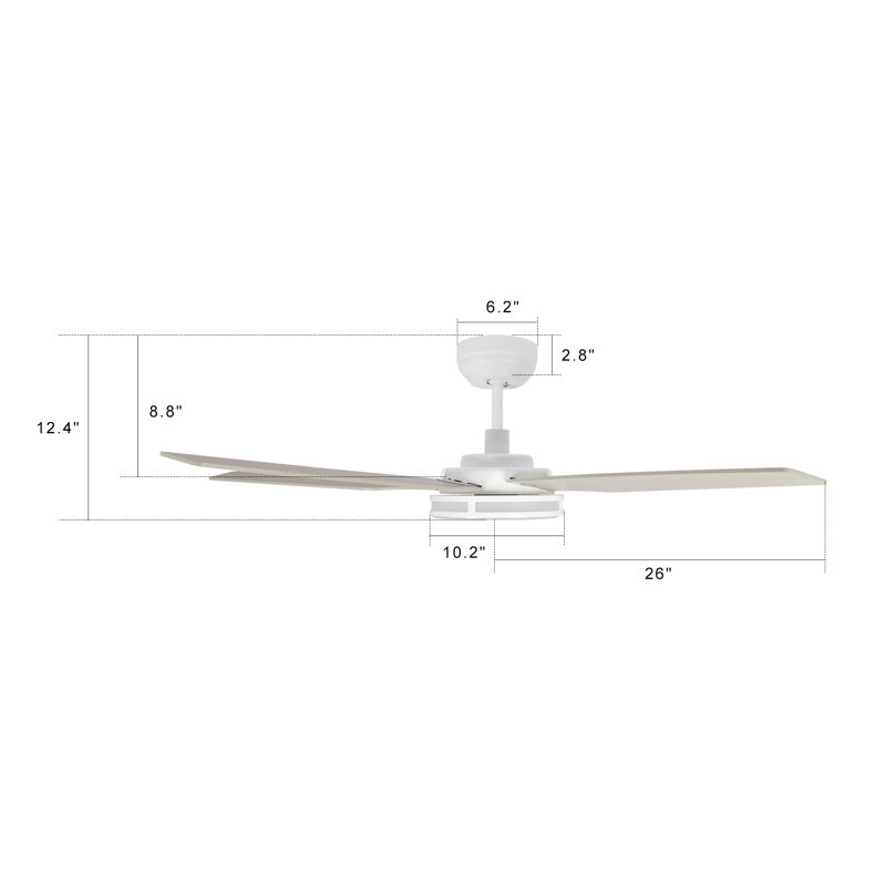 Ahriya 5 - Blade LED Smart Standard Ceiling Fan with Remote Control and Light Kit Included, Gray/White, 52"