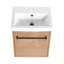 Meuble-lavabo flottant mural 18 po avec lavabo en céramique et porte d'armoire à fermeture en douceur, pour petite salle de bain-125515065