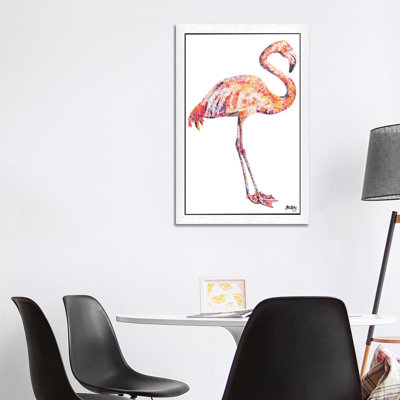 Flamingo by Becksy - Floater Frame Painting on Canvas