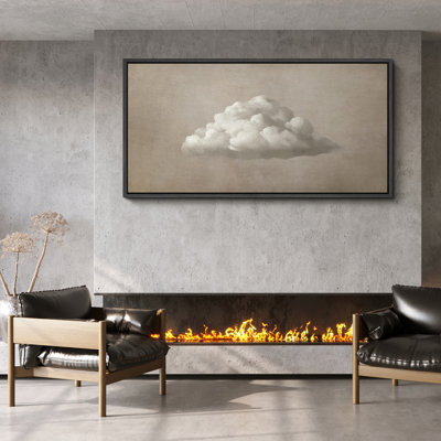 «Greenish Tan Clouds Minimalist Relaxing Calm», impression sur toile encadrée surdimensionnée