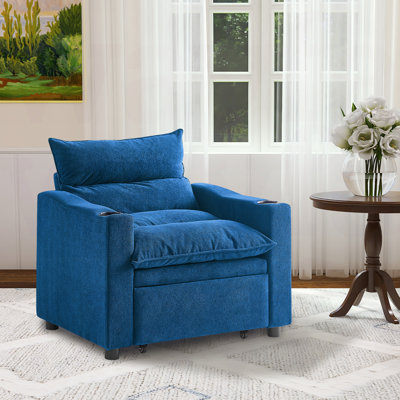 Clorice Convertible Sleeper Sofa Chair Bed,Pull Out Sleeper Couch with Cupholders by Rosdorf Park