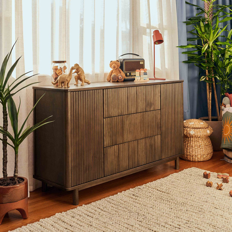 Pogo Tambour Assembled Dresser, Natural Walnut