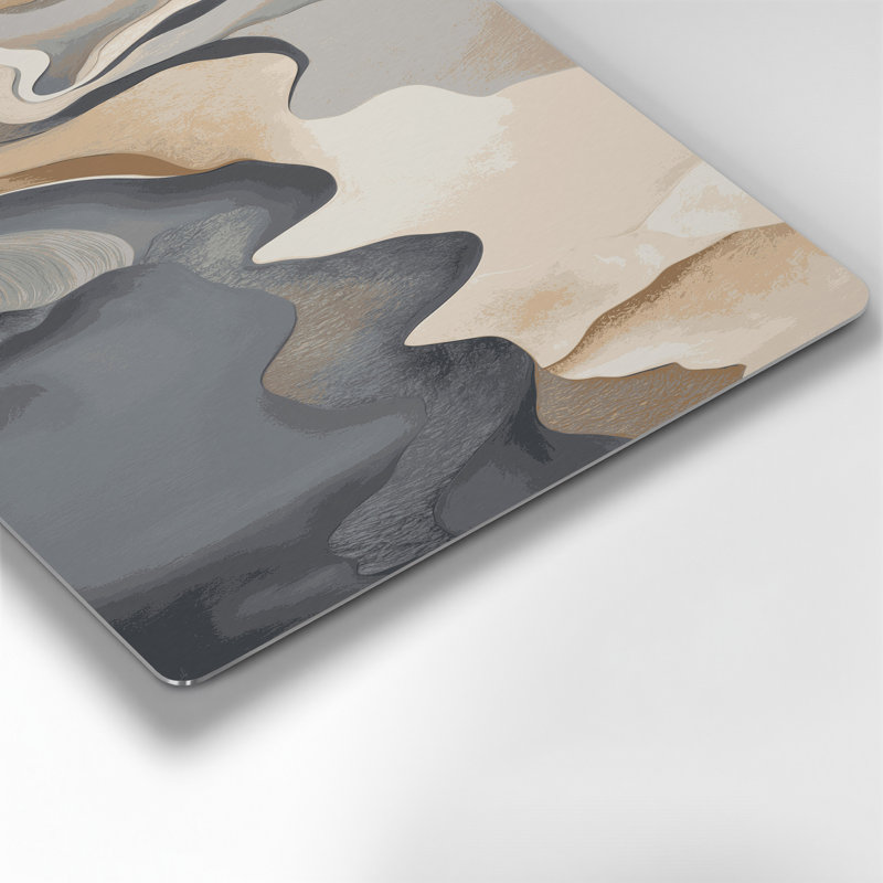 Abstrait paysage 83, art mural en métal beige, H 11 po x l 14 po