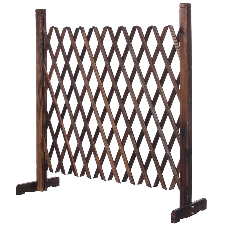 Expanding Portable Wood Privacy Fence, Brown, 76cm H x 140cm W x 12cm D