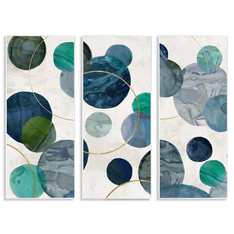 Ensemble de 3 plaques murales planètes abstraites planètes, design par Jacob Q