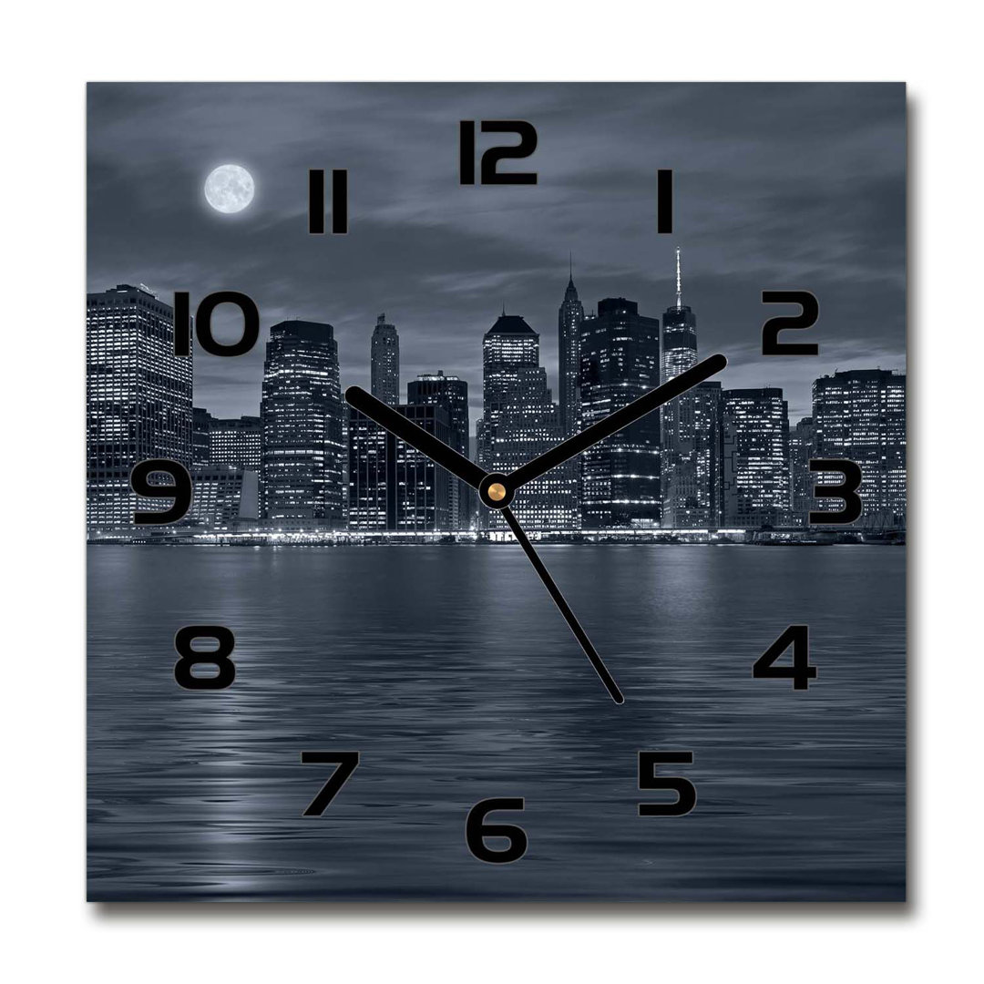 Analoge Wanduhr New York bei Nacht 60 cm Geräuschlos