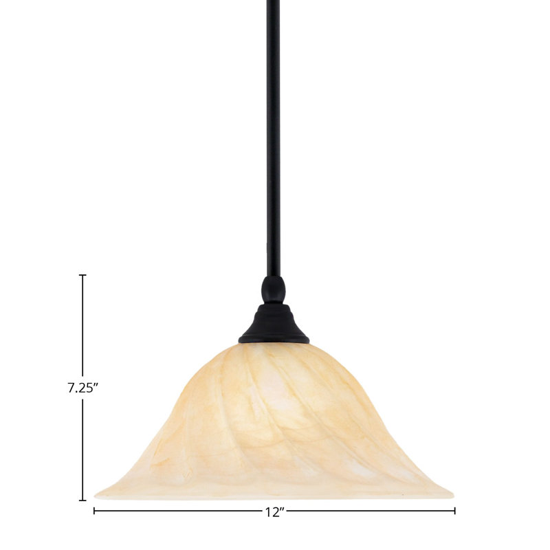 Mini-luminaire suspendu à tige, Noir mat, Crème, crème