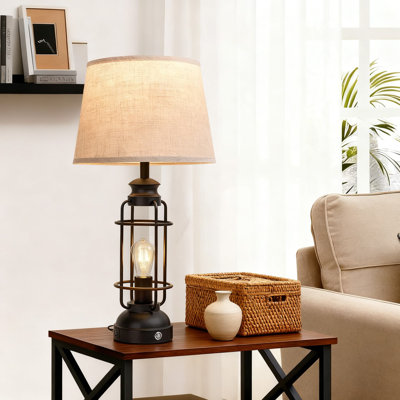 Set Of 2 Dimmable Touch Table Lamps With USB A+C Charging Ports, 3-Way Lighting For Living Room, Bedroom, And Office, Includes LED Bulbs
