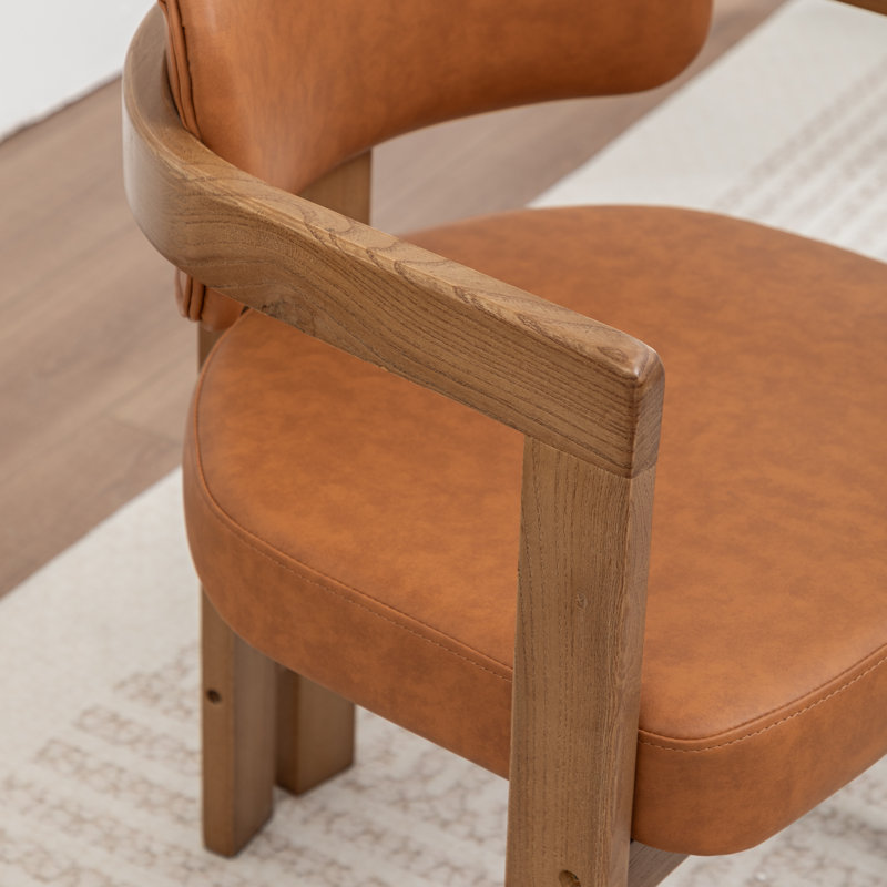 Chaise rembourrée en similicuir Stanford, Tanné, 4