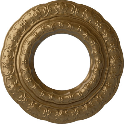 Endurathane Lisbon Ceiling Medallion, 15 3/8"OD x 7"ID x 1"P (Fits Canopies up to 7"), Hand-Painted Pale Gold Finish