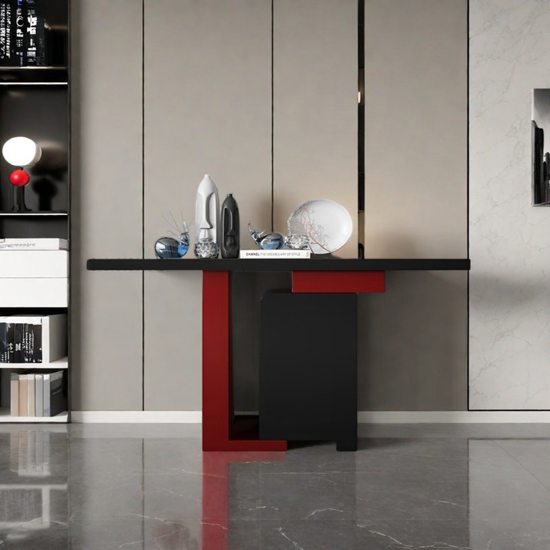 Console Modern Minimalist Art, H 33,46 po x l 55,12 po x P 15,75 po, Noir / Rouge