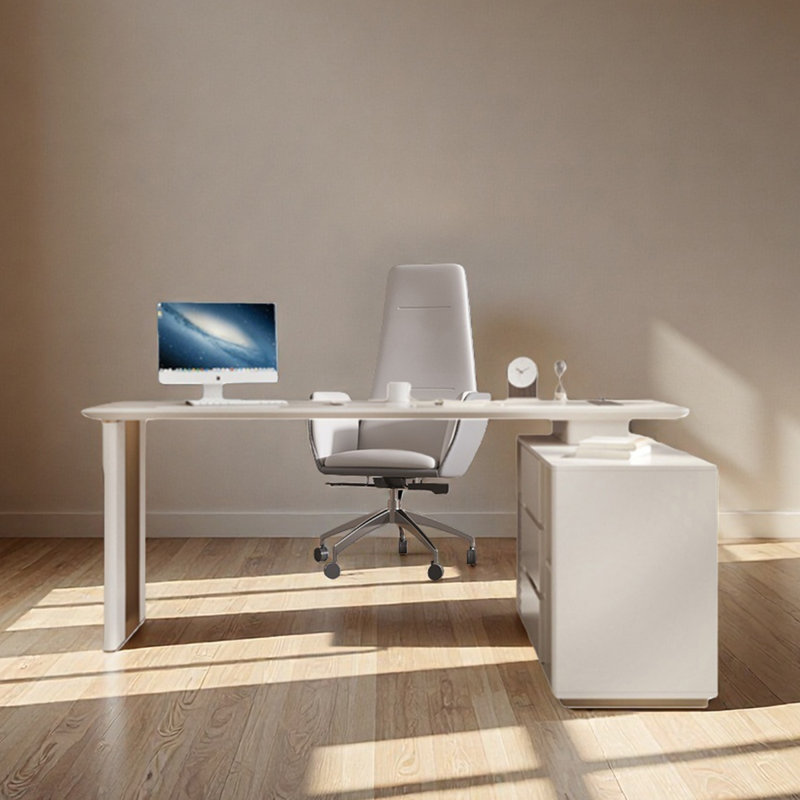 Bureau simple avec tiroir pour ordinateur, H 29,53 po x l 62,99 po x P 47,24 po, Crème, crème