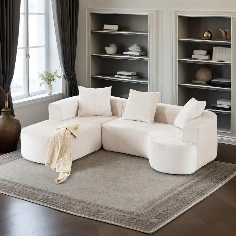 Canapé modulaire de luxe avec méridienne, Chenille beige
