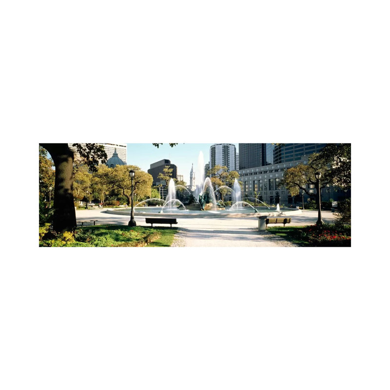 Fountain In A Park, Swann Memorial Fountain, Logan Circle, Philadelphia, Philadelphia County, Pennsylvania, USA by Panoramic Images - Wrapped Canvas Panoramic Print