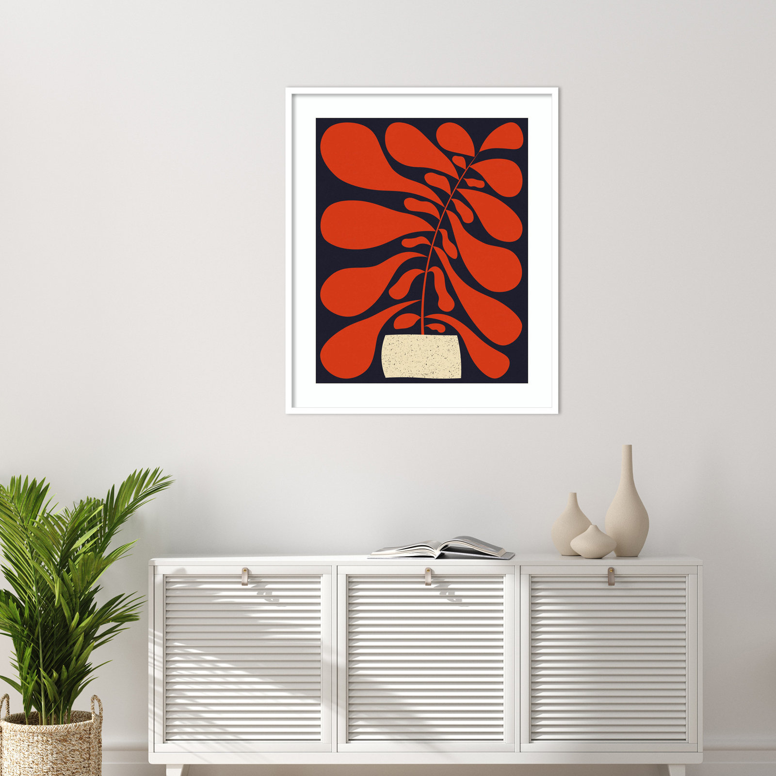 Lynne "Lazy Plant No. 1" Print, White, 40" H x 33" W