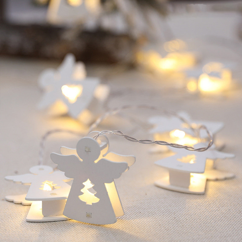 Guirlande de Noël en bois avec lumières à DEL